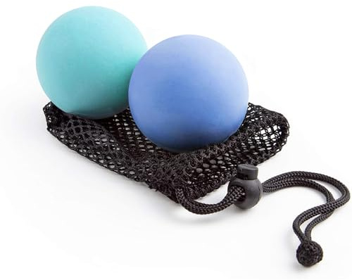 Japanese Craftsmanship Physical Massage Therapy Ball Set - Ideal for Yoga, Deep Tissue Massage,Yoga & Trigger Point Treatments. Set - 2 Extra Firm Balls W/Mesh Bag, Blue