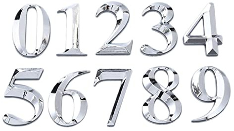 WOONEKY Targhetta Numero Civico Adesiva 3D Per Porte Interni Ed Esterni Set 10 Pezzi Design Moderno Leggero Facile Installazione Segnaletica Indirizzo Casa Hotel Dimensioni 1.97X1.38X0.39 Pollici
