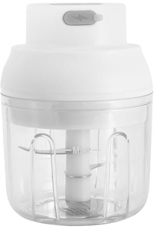 Jasfyee Hachoir Électrique 250ML, Mini Hachoir Coupe Oignon Automatique Acier Inoxydable 3 Lames, Hachoir Automatique Hachoir Legume Pour Lail, Viande, Fruit, Carotte, Saucisson