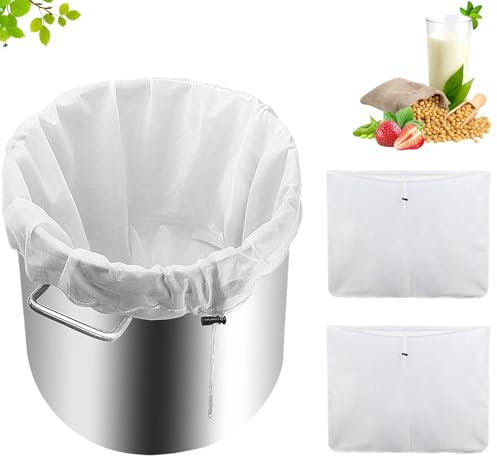 2pcs Fine Mesh Strainer Bag,Large Reusable Straining Bag,Muslin Bags for Home Brewing Fruit Grape Wine Drawstring Straining Brew in a Bag