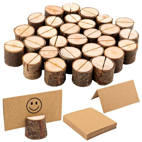 VMUTGA 30 Stück Kartenhalter Holz, Stabil Tischkartenhalter Kartenhalter Menükartenhalter Postkartenhalter Fotohalter, für Hochzeiten, Restaurants, Bankette und Partys Menükartenhalter