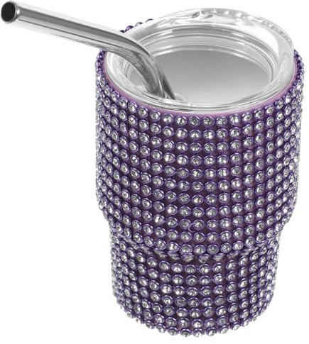 VILLFUL 3oz Mini Tumbler De Brillo Con Pajita Vaso De Inoxidable Para Cerveza Portátil y Elegante Para Bebidas y Exteriores