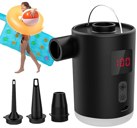 Zuasdvnk Pompa Ad Aria per Materassi, Pompa Elettrica per Materasso Ad Aria - Dispositivo Portatile Ricaricabile con Lampada LED per Campeggio, Viaggi, Escursioni E Attività All'aperto
