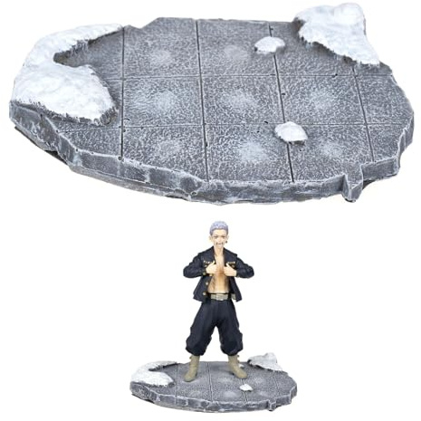 CoolChange Diorama Base stengolv | Figurbottenplatta för anime och actionfigurer | handmålad | 32 × 19 cm | halkfri hartsdisplay grå (vinterstenplattor)