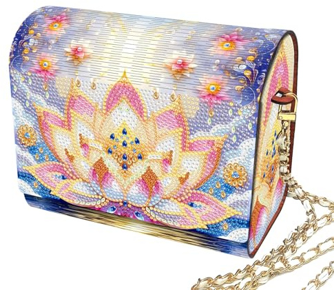 CXINLky Borsa fai da te per Diamond Art Painting, borsa a tracolla in legno, con catena 04 fiori