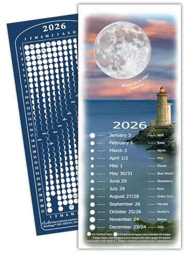 Moon Calendar 2026, MoonMaggy - 3-Set -3 Magnetic Fridge Calendars plus 3 Moon Over Me Almanac Information Cards