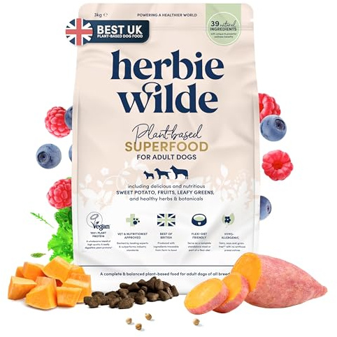Herbie Wilde Hypoallergenic Dog Food, 3kg | Vegan Dry Dog Food | 96% of Dogs Saw Health Improvements | Plant-Based & Vet-Approved Superfood