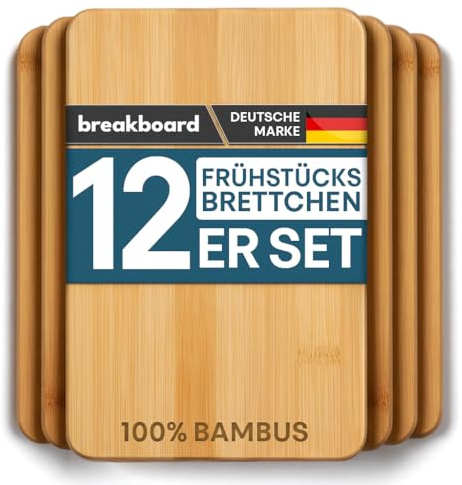 Molunda Breakboard - Juego de 12 tablas de desayuno (22 x 14 x 0,8 cm, antibacterianas, para cortar de madera)