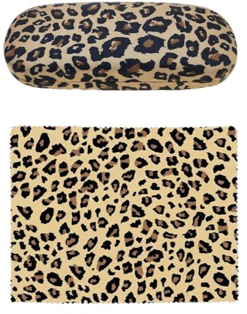 YIPFEN 1 Pezzo custodia protettiva per occhiali stampa leopardata con panno per la pulizia, custodia occhiali rigida, custodia protettiva per occhiali, custodia per occhiali alla moda