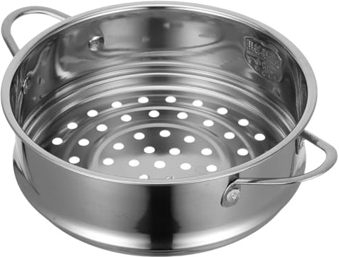 TOYANDONA Cestino a vapore in acciaio inox, 16 cm, con manici, inserto per cottura a vapore per verdure e paste, adatto per alimenti, bordi lisci, per la casa e le pentole