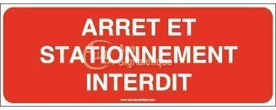 AUA SIGNALETIQUE - Panneau arrêt et stationnement Interdit - 320x120 mm, Aluminium Dibond 3mm