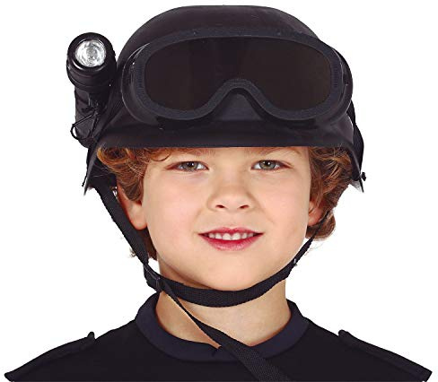 shoperama Casco per bambini con occhiali di protezione e torcia soldato polizia SEK SWAT accessorio costume