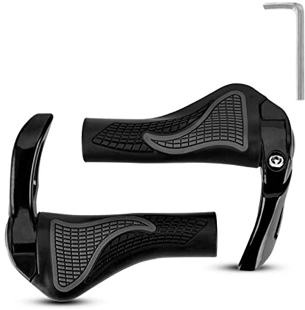 ROCKBROS Bike Grips Single Lock-on Bicycle Handle Bar Ergonomics Non-Slip Mountain Bike Handlebar Comfortable & Shock Absorption Rubber Grips for BMX, MTB, Beach Cruiser, Scooter