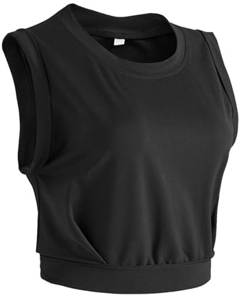 Disnace Crop Top Femme Noir, Débardeur Court Femme Sexy, Gilet De Sport Sans Manches Ample D'Été, Débardeur Femme Court, Convient Pour La Course À Pied, Le Fitness