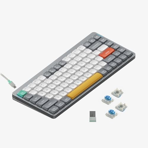 nuphy Air75 V2 Portable 75% Mechanical Keyboard,Wireless Keyboard,Supports Bluetooth/2.4G/USB-C RGB Bluetooth Keyboards,Compatible with Windows/Mac OS/Linux Systems Grey-Gateron Blue Switch