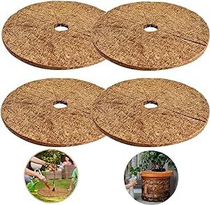 Cozlly 4 Stück 30cm Kokosmatte Winterschutz Pflanzen, Kokosmatte Mehrfach Verwendbar, Kokos Mulchscheibe, Kokosmatte aus 100% Kokosfasern, Ganzjährig für Topfpflanzen Kälteschutz für Pflanzen