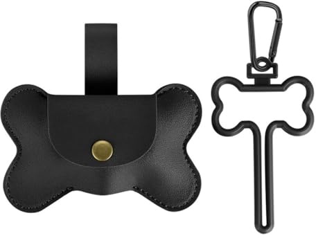 Disitributeur Sacs pour Déjections Canines, Distributeur Sac à Déchets Chien en Cuir avec Support Mains Libres pour Promenade de Chien en Extérieur