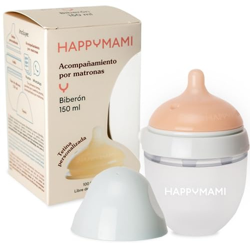 HappyMami, individuell gestaltete Babyflasche, Lebensmittelecht, BPA-frei, doppeltes Anti-Colic-System, spülmaschinenfest, für alle Stillarten geeignet (Türkis 150ml)