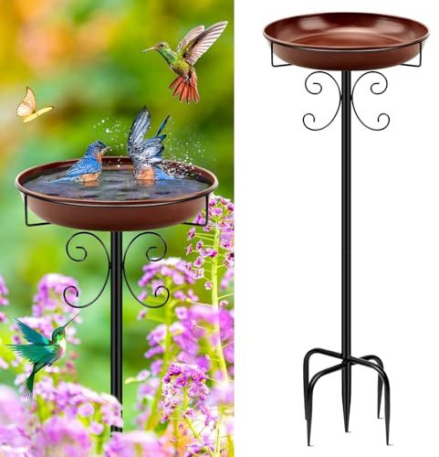 Yepper Bain d'oiseaux en métal de 89,9 cm pour jardin, baignoire d'oiseaux autoportante vintage et supports, mangeoire pour oiseaux pour extérieur, jardin, terrasse, cour, pelouse, décoration de