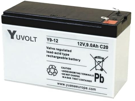 12V Battery, 12 Volt 9ah battery, Yuvolt by Yuasa 12V 9Ah Lead Acid Rechargeable Battery For General purpose, Scooter, Quad Bikes, Childrens Kids Toy Car Battery, Alarm, Bike, (12V - 9Ah)