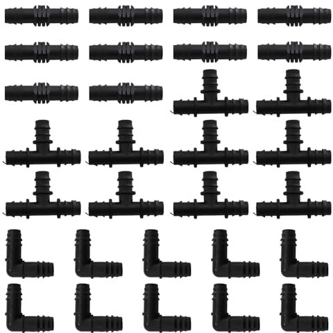 Mtanlo 30 Pièces Raccords D'Irrigation, Connecteur Arrosage 16mm, Tee Raccord Irrigation, Raccord Coude Tuyau Arrosage, Outil D'interface de Tuyau D'irrigation de Jardinage