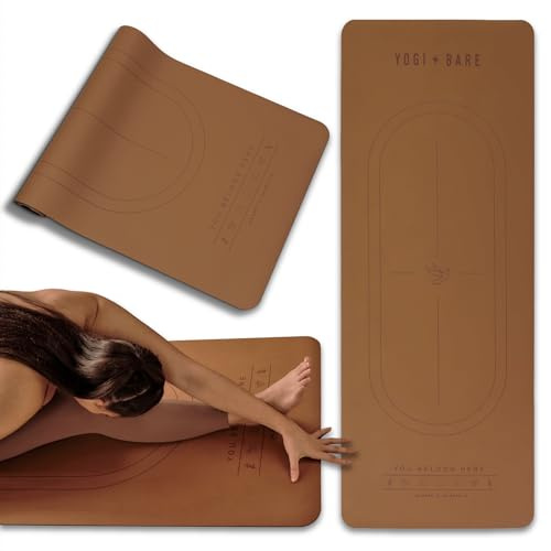 Yogi Bare Non-Slip Ever Grip Yoga Mat 183x68cm, Natural Rubber, Warm Sand