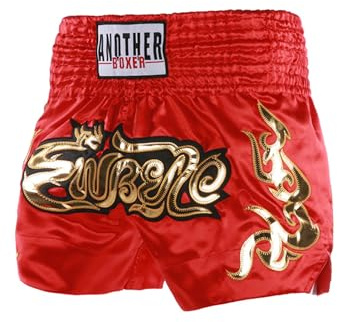 TiaoBug Enfant Garçon Short de Boxe Muay Thaï Short de Combat en Cage pour MMA Kickboxing Fitness Grappling Arts Martiaux Short d'Entraînement Short de Course 5-16 Ans Rouge 5-7 Ans