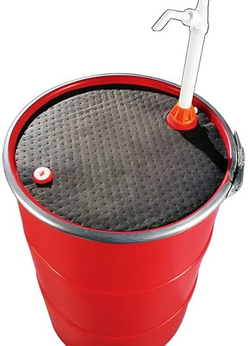Bricoloco Tappetino copri taniche assorbente per umidità di acqua, olio e benzina. Taniche fino a 220 litri | Assorbitore industriale a triplo strato antipelucchi per liquidi. Ø 55 cm. (25)