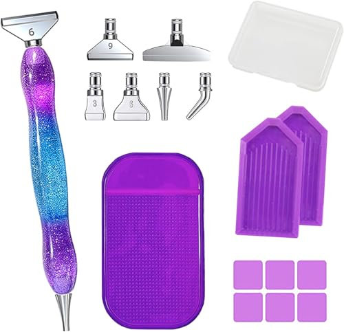 FOGAWA 5D Diamond Painting Zubehör Stift Set, DIY Diamant Malerei Stift Zubehör und Werkzeuge mit 6 Styles 5d Drill Pen Ersatzköpfe Diamond Painting Zubehör Set für Diamantmalerei