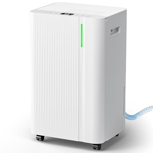 EUHOMY 20L/Day Dehumidifier for Home, Low Energy & Ultra-quiet Smart Electric Dehumidifier with Laundry Mode, with Auto Defrost & Humidity Sensor, 24-Timer, Continuous Drainage, Nylon Filter