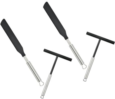 Mikinona Spatola per Crepes in Acciaio Inox Confezione Doppia Facile da Usare per Pancake E crêpe