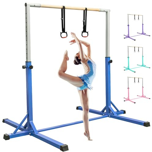 FBSPORT reckstange Outdoor Indoor Kinder turnreck turnstange gymnastikstange,13 Höhenverstellbar Gymnastik Bar Horizontale Bar mit Gymnastik Ringe,Training Fitnessstudio Bar Gymnastik Trainingsgeräte