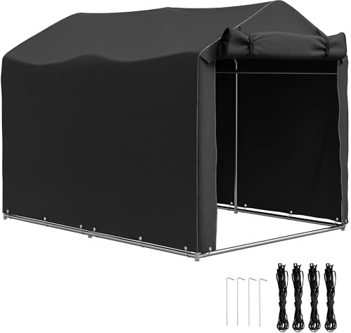 Outsunny Tenda da garage, impermeabile, con porta a rotelle, resistente ai raggi UV, per la casa, per attrezzi, per terrazze, giardino, 220 x 157 x 165 cm, colore nero