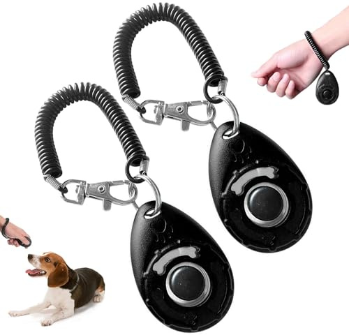 Aililong 2 Pezzi Dog Clicker - Addestramento Animali (Cani/Cuccioli/Gatti/Cavalli), Pulsante Grande, Materiali Alto qualità, Versatile