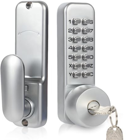 Cerradura de combinación mecánica, cerradura de puerta sin llave impermeable con código de números, aleación de zinc con ojo y llave y mango, para puerta de jardín, puerta de cristal bidireccional
