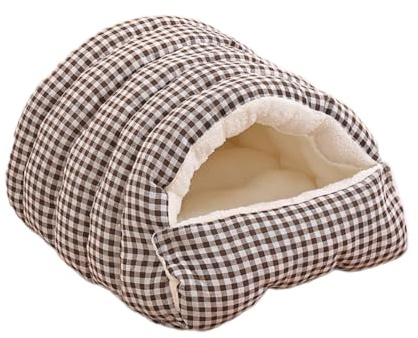 FewNvWa Lit pour Chat Amovible, Maison pour Chien Chat Nid pour Animaux Coussin Lavable, Lit Niche pour Chat, Doux Tissu Peluche Grotte Fermée Convient Animaux Domestiques Repos Intérieur, Gris, S