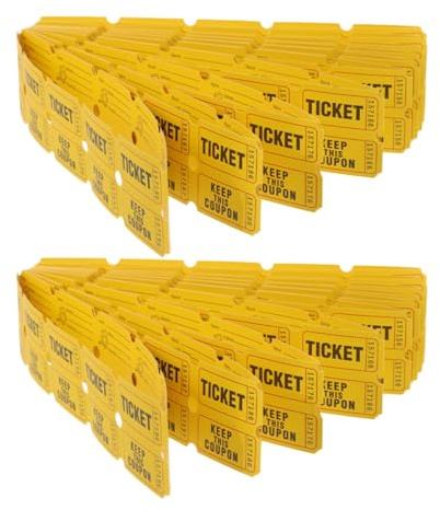 SHINEOFI Billets de Tombola Jaune 400 Pièces Rouleau pour Événements et Fêtes, Tickets de Jeu pour Tirages Sort, Participation aux Activités de Carnaval et Soirées Festives
