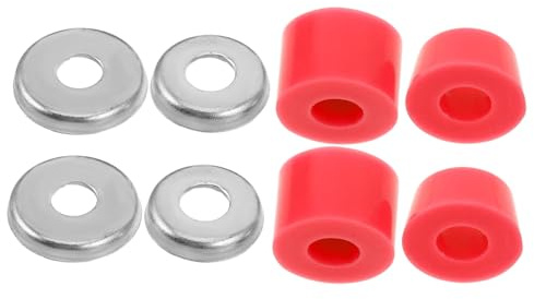 Kisangel Bujes de Barril para Patineta en Poliuretano Rojo, Kit Amortiguador de Ejes para Longboard, Almohadillas Elevadoras Antivibración para Descenso y Crucero, Compatible Bujes