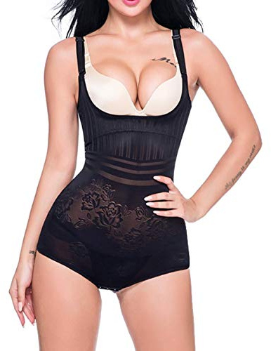 MISS MOLY Shapewear Bodysuit for Women Tummy Control Shapewear Open Bust Body Shaper Sculpting Bodysuit- Black M