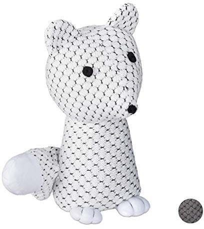 Relaxdays Türstopper Fuchs, dekorativer Türpuffer, für Boden, stehend, gefüllt, innen, 1 kg, Stoff Türsandsack, weiß, 25 x 17,5 x 12 cm