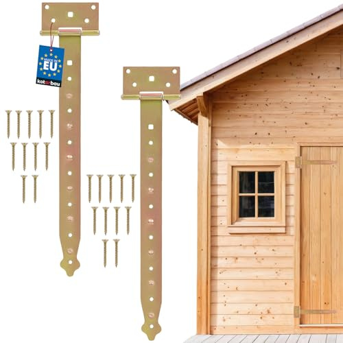 KOTARBAU Korshängen 400 mm 2 stycken lastband, dörrband, dörrgångjärn, kasthängare, gångjärn, byggbeslag trädgårdsportband, trädgårdsdörrfälla, galvaniserat guld