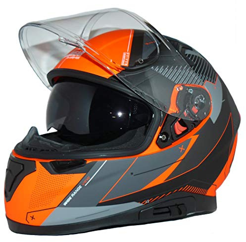 Motorcykel integralhjälm med integrerat solskydd och hopfällbart visir 917-OG-S
