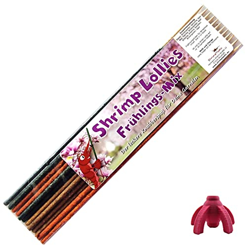 Shrimp-Lollies Frühlings Mix (12 Stück) + Halterung/Garnelen Lollies Futter Blütenpollen Sticks Futterstangen