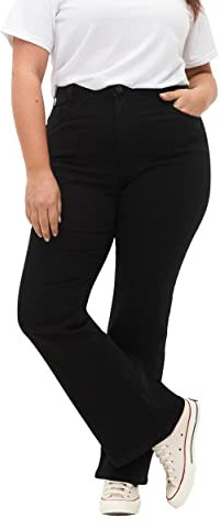 Zizzi Flash by Femme Grandes Tailles Jeans Évasé Taille Haute, Noir , 50W / 32L