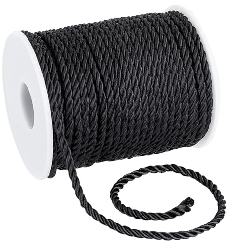 PH PandaHall Cuerda de poliéster negra, 3 mm x 32,8 m, manualidades, decoración del hogar, envoltura de regalos, decoraciones de fiesta