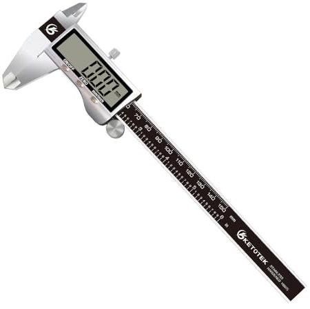KETOTEK Pied à coulisse numérique en acier inoxydable 150 mm Outil de mesure Écran LCD Pied à coulisse avec piles de rechange pour la maison, l'industrie, le bricolage