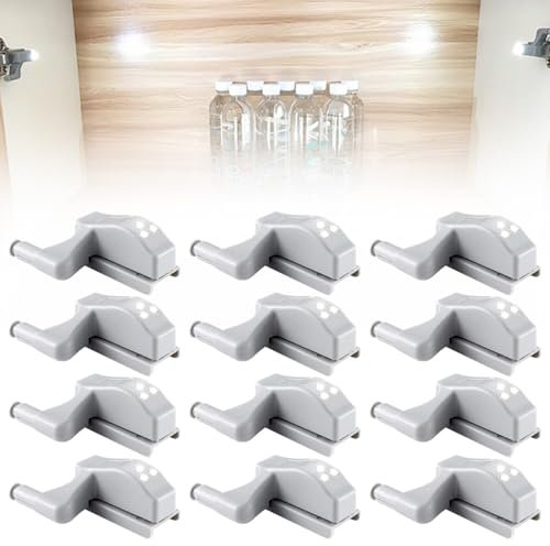 Scharnier LED-Licht, 2024 Upgrade Scharnier LED Sensor Licht, Universal Schrank Hinge LED Sensor Light Kleiderschrank LED Scharnier Licht für zu Hause Küche Wohnzimmer Schlafzimmer (Warmweiß, 12Stück)