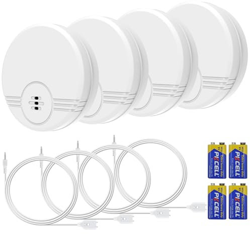 Water Leak Detector 4 Packs Water Sensor 135dB Water Leak Sensor Water Detector with Battery Flood Rain Sensor with Extension Cable for Kitchen, Bathroom, Cellar, Garage (2 Mounting Mode)