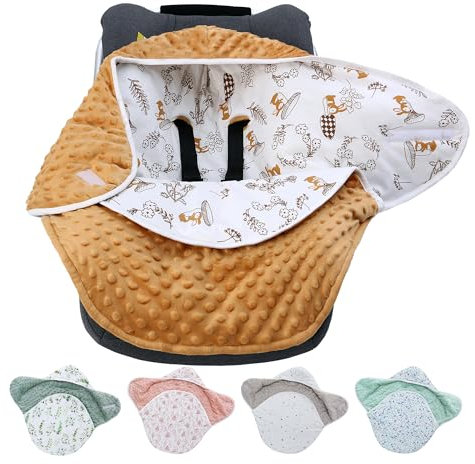 amo nenes Einschlagdecke Babyschale Winter Baby Fußsack Herbst für Autositz Babydecke Baumwolle für Kinderwagen für 3-Punkt- Gurt, Orange