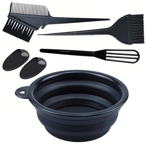 KOLZEMV 5PCS Strumenti per Colorare Capelli, pennello per tinta capelli, pennello tinta capelli, Set Strumenti di Colorazione, Ciotola e Pennello per Tinta Capelli, Copri Orecchie per Colorare Capelli